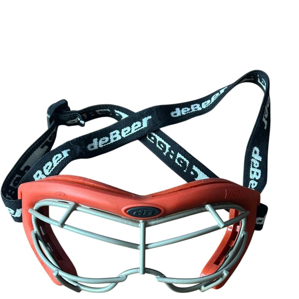 DeBeer Vista Women's Red Lacrosse googles silver colored cage